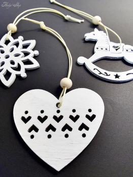 weißer Vintage Holz Baumschmuck